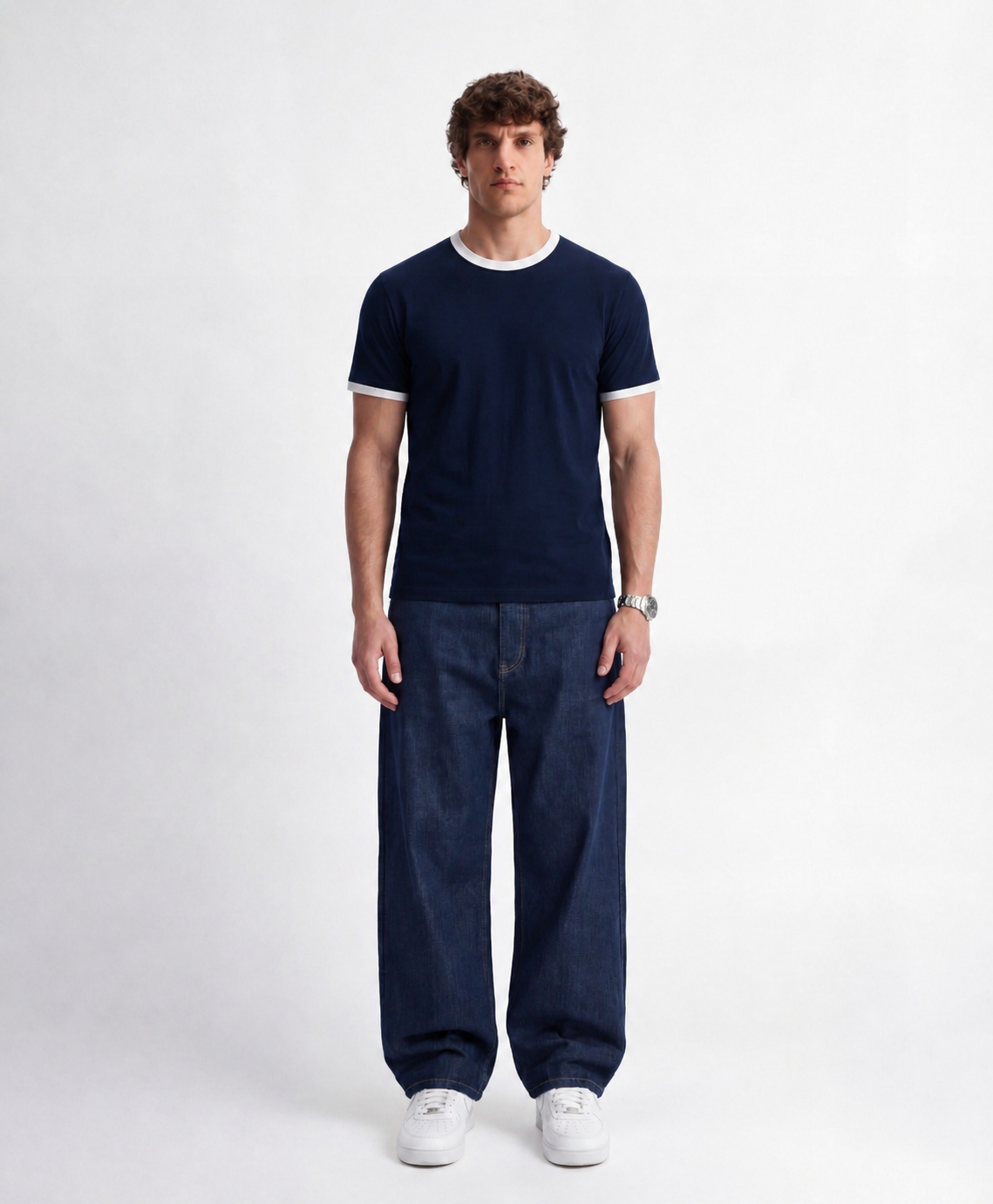 Studio Navy Ringer Tee