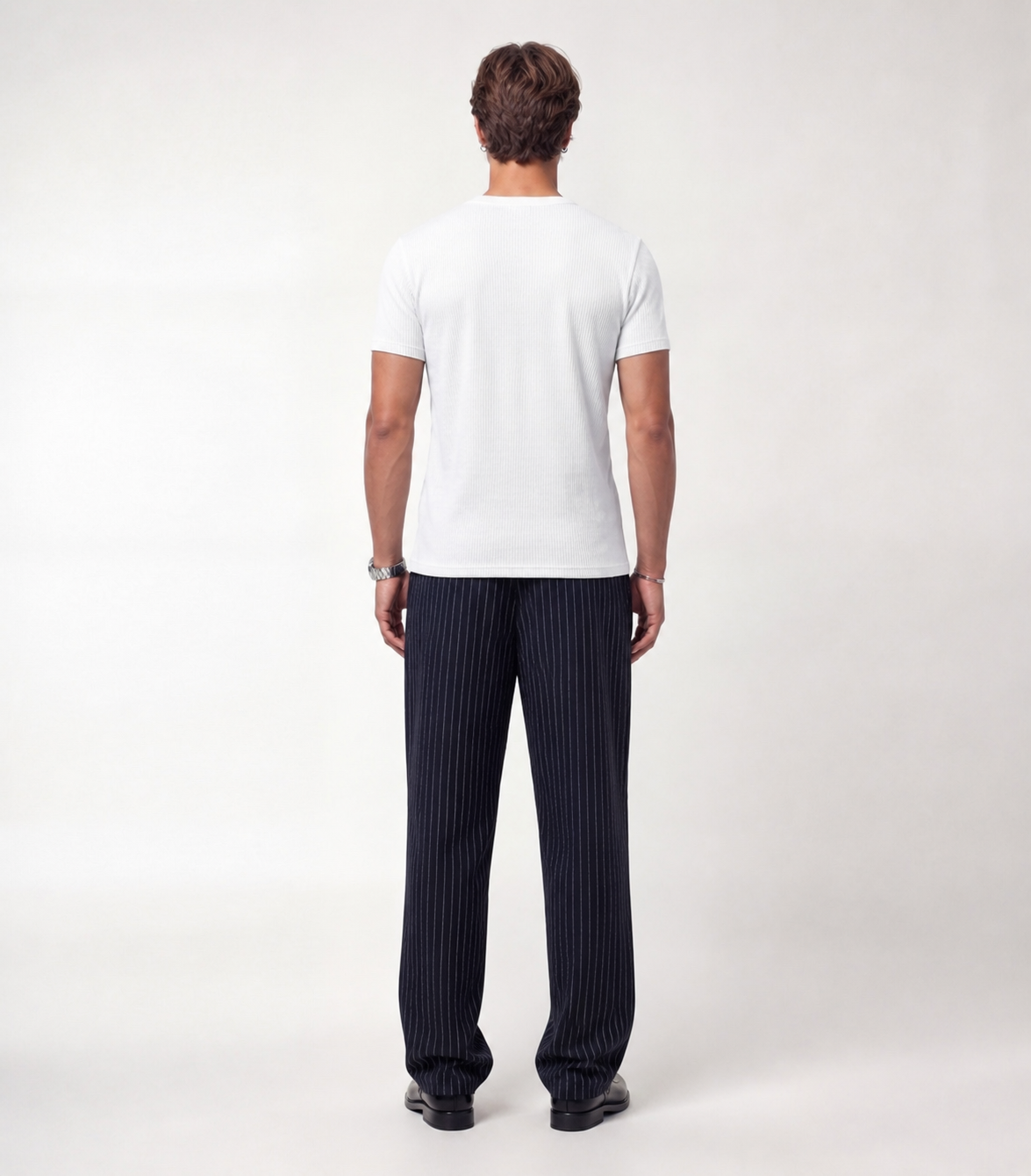 Navy Pinstripe Trousers