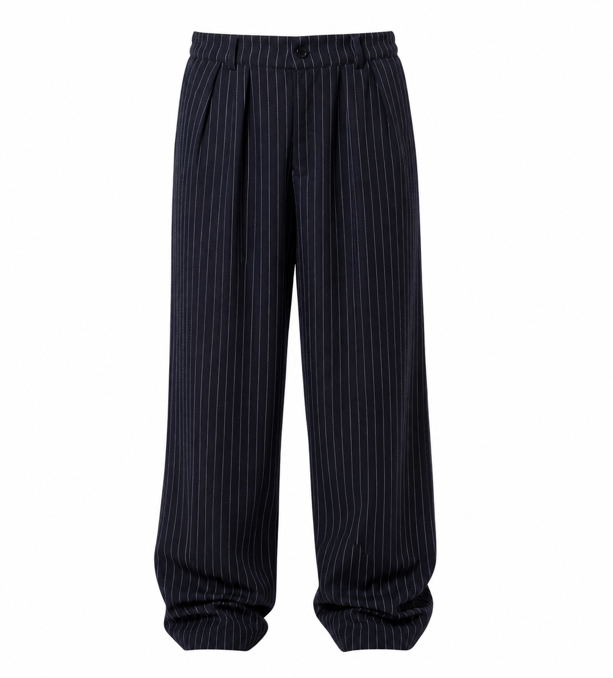Navy Pinstripe Trousers